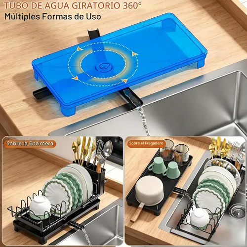 Vista 2 de masadi Escurridor de platos pequeño, escurridor compacto para encimera de cocina