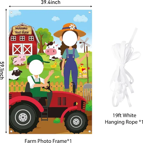 Vista 2 de Haooryx Accesorios para cabina de fotos de animales de granja, animales de granja, tela de satén grande, accesorios para cabina de fotos, telón