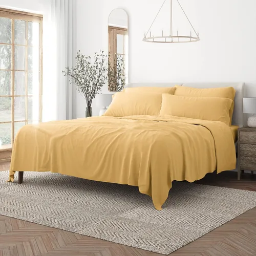 Vista 21 de Merit Linens Juego de sábanas de microfibra sólida ultra suave con fundas de almohada adicionales, tamaño individual, aguamarina