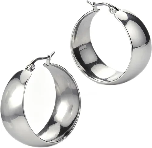 Vista 10 de Aretes de aro anchos de oro para mujer, aretes de aro gruesos y grandes de gold1