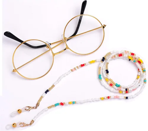 Vista 5 de Colorido soporte de cadena con cuentas para gafas de sol para mujeres., 70cm