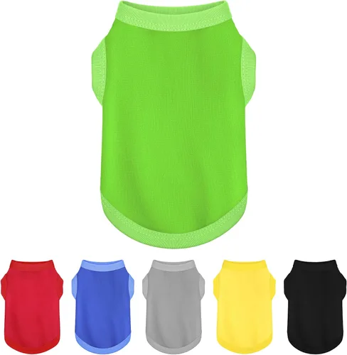 Vista 15 de Paiaite 6 piezas de camisa lisa para perro, camisas sin mangas de algodón para cachorros, ropa transpirable para mascotas, camiseta sin mangas