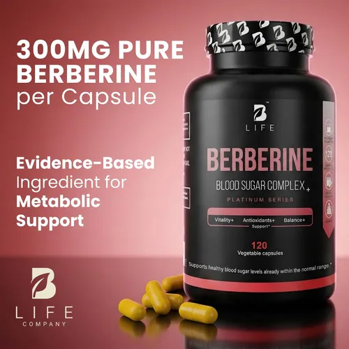 Vista 6 de B Life Company Suplemento de berberina 300 mg - Metabolismo del suplemento del complejo de berberina - 120 cápsulas vegetales (60 porciones)