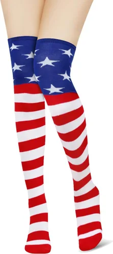 Vista 8 de Benefeet Sox Calcetines altos hasta el muslo a rayas para mujeres y niñas, calcetines altos por encima de la rodilla, calentador de piernas, brazos