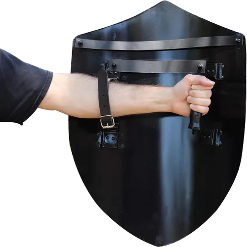 Vista 4 de Armory Replicas 14th Century Four Point Functional Steel Matte Black Medieval Customizable Battle Shield