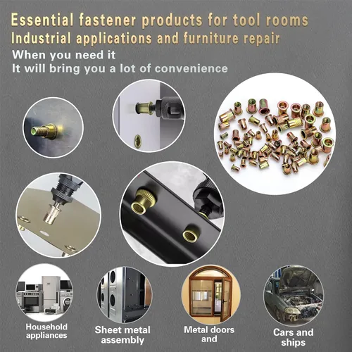 Vista 5 de Kit de herramientas de tuerca de remache a presión, 750 piezas combinación de tuercas remachables métricas (M6/M5/M4/M3), adecuado para muebles