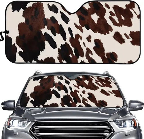 Vista 19 de HUGS IDEA Parasol plegable para parabrisas de automóvil, diseño de flores, bohemio, para la mayoría de los sedán, SUV, camión, parabrisas delantero