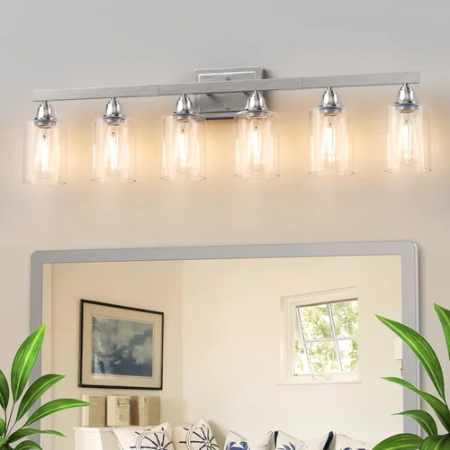 Vista 11 de VOLISUN Accesorios de iluminación de baño de níquel cepillado, 3 luces de cambiador de baño sobre espejo, luces de cambiador modernas para baños