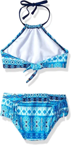 Vista 2 de Kanu Surf Mahina bikini halter de 2 piezas para niñas, traje de baño para playa mahina azul