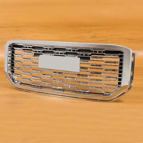 Vista 7 de KUAFU Parrilla Delantera Compatible con GMC Yukon/Yukon XL 2015-2020 Protector de Parachoques Ensamble de Parrilla Plástico ABS Cromo Plateado