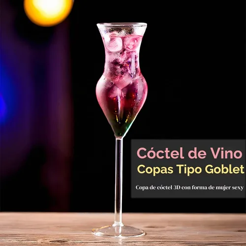 Vista 6 de Juego de 4 copas de vino, copas de cóctel creativas, para dama de belleza, 6 onzas, copas de whisky, copas de champán para fiesta nocturna de dama