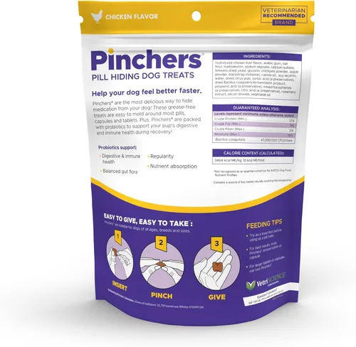 Vista 3 de VetriScience Pinchers extra grandes, píldoras masticables no grasosas con probióticos para perros, píldoras de disfraz, cápsulas y tabletas, salud