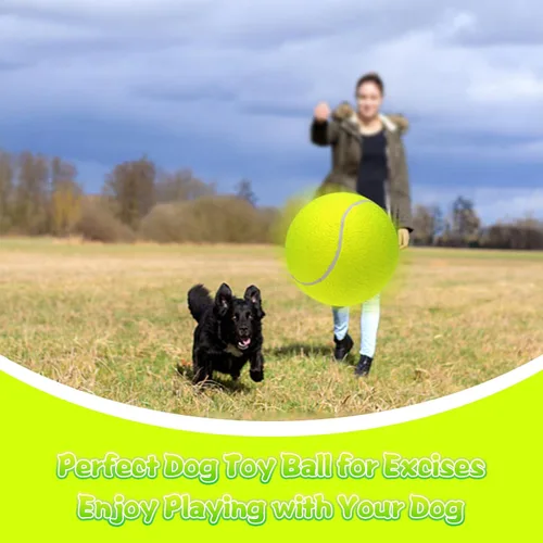 Vista 8 de LIXADA Pelota de tenis gigante de gran tamaño de 9.5 pulgadas para niños y adultos, diversión de mascotas (enviada desinflada)