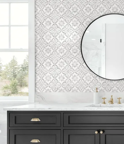 Vista 5 de Lillian August Luxe Haven Porto - Papel tapiz para azulejos (niebla Harbor)