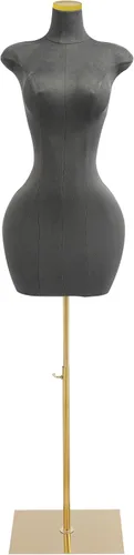 Vista 9 de Forma de vestido de maniquí femenino ajustable con soporte, modelo de torso de cuerpo completo para exhibición y costura de ropa, altura 59-83