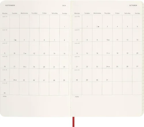 Vista 4 de Moleskine 2024 Precious and Ethical Weekly Planner Box, 12M, Large, Boa Red, Soft Cover (5 x 8.25)