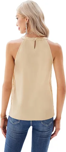 Vista 4 de GRACE KARIN Camiseta sin mangas con cuello halter de lentejuelas para mujer, sin mangas, elegante, brillante, para fiesta, club, cóctel, camiseta