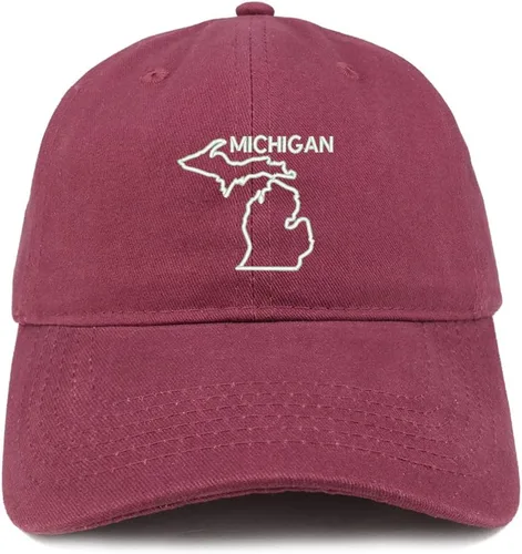 Vista 15 de Trendy Apparel Shop Michigan Text State Outline State - Sombrero de algodón bordado para papá