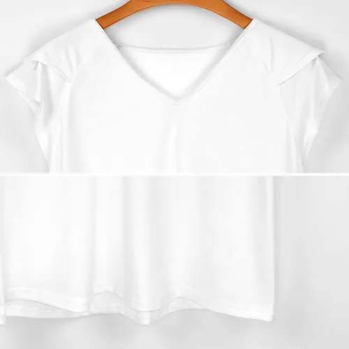 Vista 6 de Womens Short Sleeve Shirts V Neck Lotus Leaf Short Sleeve Tops Summer Blouse Shirts