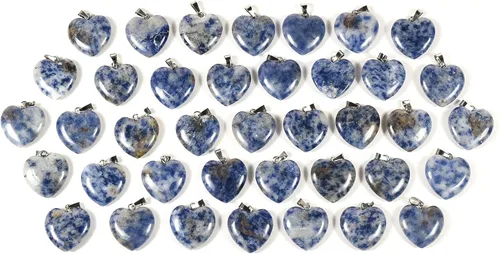 Vista 6 de 2PCs 0.787 in azul sodalita corazón en forma de colgantes w/plata plateado ojete natural piedra preciosa mineral mineral SW UV reactivo decorativo