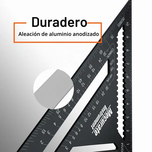Vista 2 de Mecurate Rafter Square, Cuadrado de Viga de 12 Pulgadas Triángulo Cuadrado de Carpintero de Aluminio Fundido a Presión para Carpintería y Ebanistería