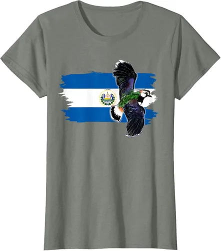 Vista 13 de Camiseta con la bandera de El Salvador, mapa de El Salvador, camiseta de Salvador para mujer, Negro