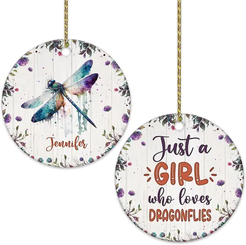 Vista 24 de Hyturtle Adorno de Navidad personalizado para amantes del panda rojo, adorno de cerámica con nombre personalizado de Just A Girl Who Loves Red