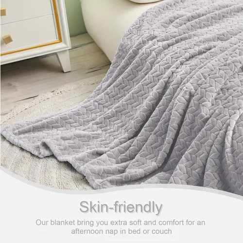 Vista 7 de Exclusivo Mezcla Manta de forro polar gris claro tamaño Queen para cama, 90 x 90 pulgadas, suave y acogedora manta decorativa 3D de franela