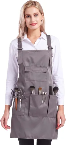 Vista 7 de Nanxson Delantal ajustable para mujer, delantal de trabajo profesional con bolsillos para herramientas CF3010 Negro