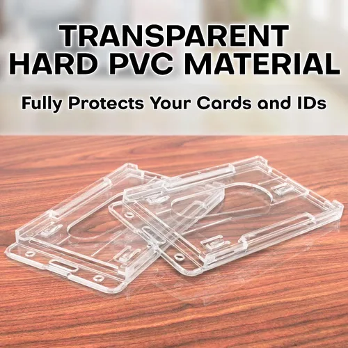 Vista 6 de Soporte rígido para tarjetas de identificación con clip retráctil (transparente, paquete de 5), carretes de tarjetas de identificación resistentes