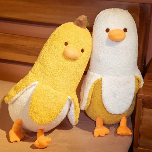 Vista 5 de Juguete de Peluche de Pato Banana, Muñeca de Animales de Peluche de Pato Banana Linda Almohada de Peluche para Abrazar Regalo para Niñas y Niños