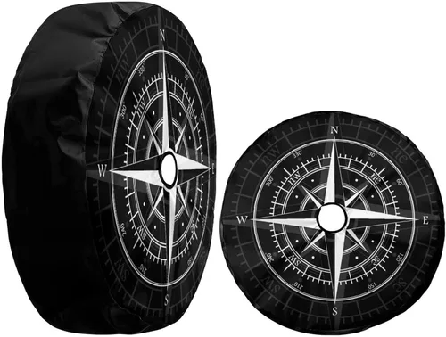 Vista 3 de Compass 2 - Cubierta para neumático de repuesto con orificio de cámara de respaldo, cubierta de neumático para remolque, RV, SUV y muchos vehículos