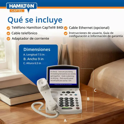 Vista 5 de Teléfono Hamilton CapTel 840i con subtítulos, teléfonos para personas con discapacidad auditiva, subtítulos automáticos/asistidos y control