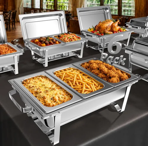 Vista 10 de Juego de Platos de Roce Amhier para Buffet 4 Piezas, Juego de Platos de Roce para Buffet de 9 Cuartos de Galón con Combo de Diferentes Bandejas