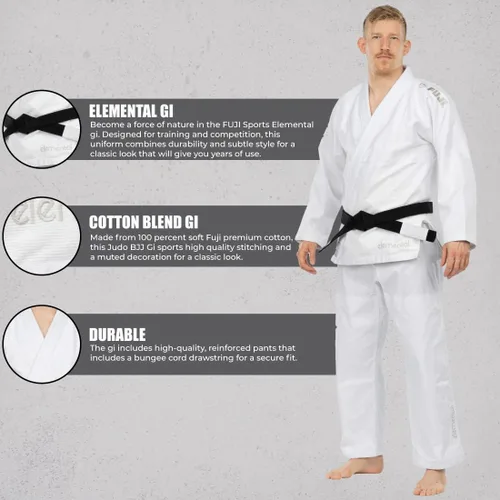 Vista 5 de FUJI Elemental Brazilian Jiu Jitsu Gi, uniforme BJJ con Pearl WeaveJacket, hecho de mezcla de algodón Fuji
