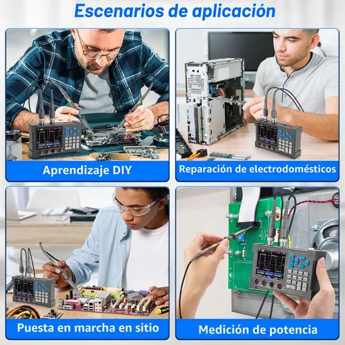 Vista 8 de Kit de osciloscopio digital de mano LCD - 2 canales 3.2 "TFT multímetro Osciloscopio generador de señal Mini Osciloscopio automotriz Ancho de banda