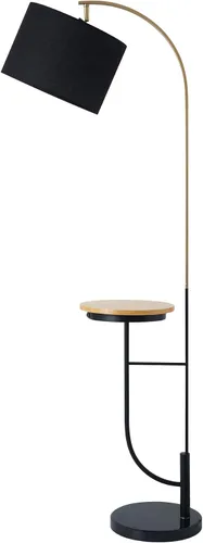 Vista 11 de Versanora Myra - Lámpara de pie con trípode de lectura moderna con puerto USB y mesa de cristal, pantalla blanca, acabado negro
