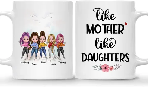 Vista 16 de Gossby Taza personalizada para madre y 1 hija, como madre como hija, regalos para madre, mejores tazas de café para madre, taza personalizada