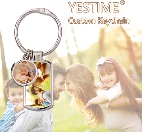 Vista 3 de YESTIME Llavero personalizado con imagen - Llavero de foto personalizado llavero personalizado personalizado regalo conmemorativo para parejas