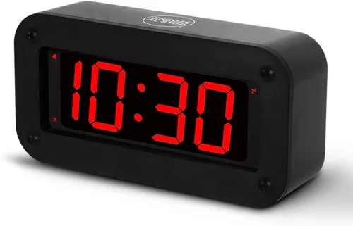 Vista 8 de Reloj digital con pilas, reloj despertador con pantalla LED para dormitorio, incluye cable de CC, brillo ajustable, repetición, 12/24 horas
