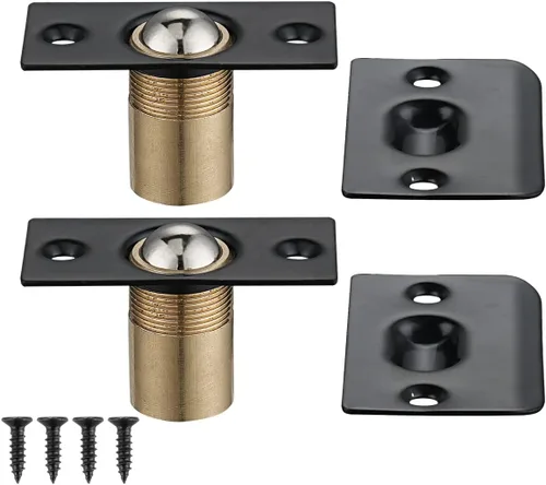 Vista 14 de JQK Herrajes para puerta de clóset, acero inoxidable ajustable con placa de golpeo, bronce antiguo, paquete de 2 unidades, HBC100-QG-P2