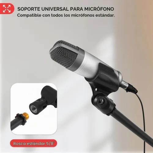 Vista 6 de Pyle Soporte de Micrófono Trípode Ajustable Universal - Par de Soportes Profesionales Compactos y Extensibles para Micrófono Boom de Estudio