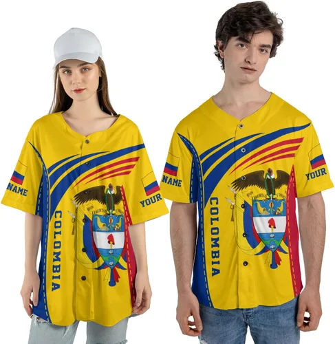 Vista 5 de Camiseta personalizada de béisbol de Colombia, camiseta de béisbol Colombia FLag Pride Camiseta Beisbol Colombiana