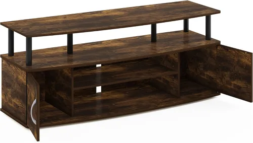Vista 7 de Furinno - Soporte para centro de entretenimiento, para televisor de hasta 55 pulgadas, pino ámbar/negro