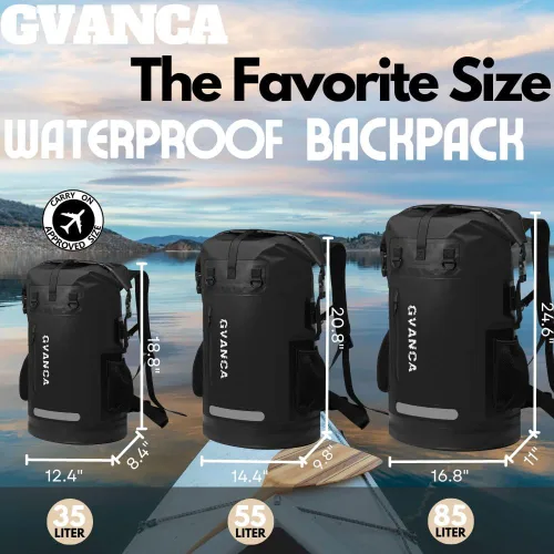 Vista 4 de Mochila seca impermeable con parte superior enrollable, saco seco flotante al aire libre, navegación, canoa, rafting, pesca, camping, 35L