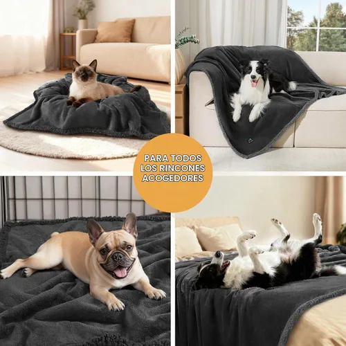 Vista 6 de Cobija impermeable para mascotas, a prueba de líquidos y orina, para sofá, cama, sillón, reversible, vellón, forro polar, protector de muebles