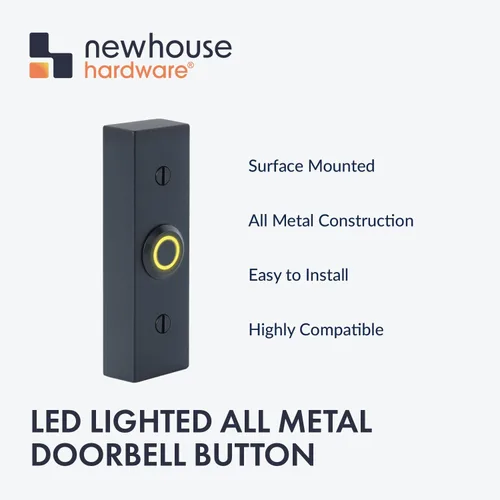 Vista 9 de Newhouse Hardware Botón rectangular iluminado de metal con cable en níquel cepillado BT6BL-BN, para timbre de puerta, timbre o timbre, solo botón