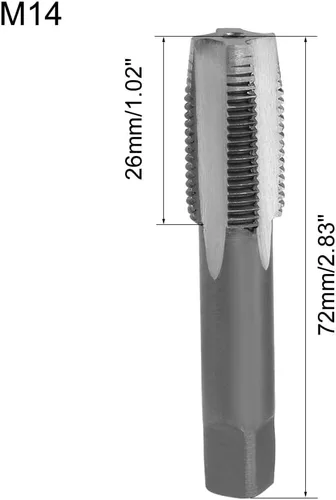 Vista 2 de uxcell Grifo de mano métrico M14 rosca 1 paso 4 flautas rectas H2 aleación de acero para herramientas 1 par