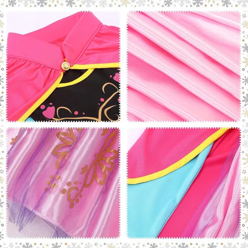 Vista 5 de Princess Costumes for Toddler Girls Snow Party Halloween Dress Up for Little Girls Age 2-7 Years