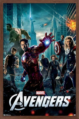 Vista 10 de Marvel Avengers: Póster de pared de una hoja, 22.4 pulgadas de largo x 14.7 pulgadas de ancho, versión enmarcada de madera de granero